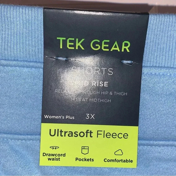 NWT Tek Gear Women's Plus Size 3X Ultra Soft Fleece Shorts Wildflower Blue New - Picture 4 of 5